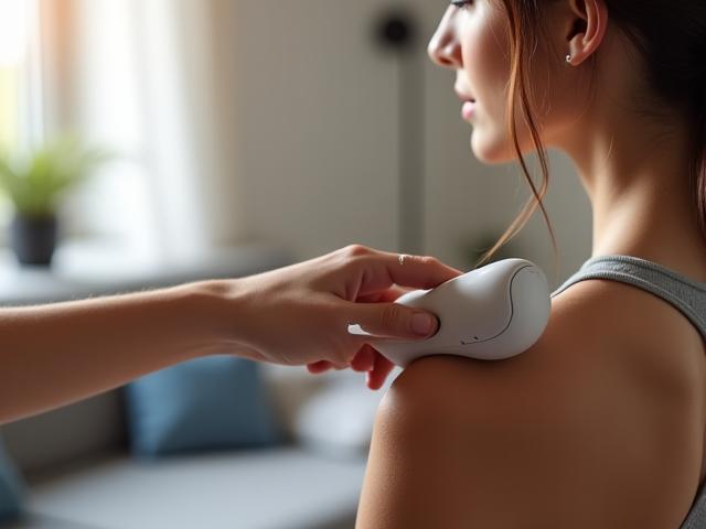 Pistolet de massage Theragun utilisé sur le bras d'une personne pour la récupération musculaire.