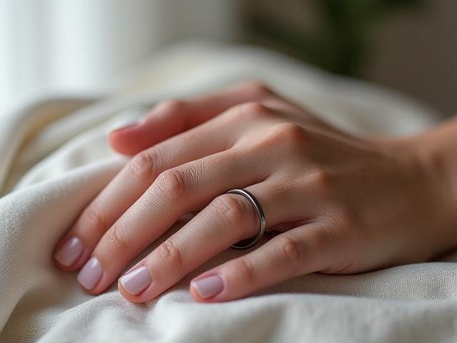 Bague Oura au design élégant, discrètement portée au doigt, analysant les données de sommeil