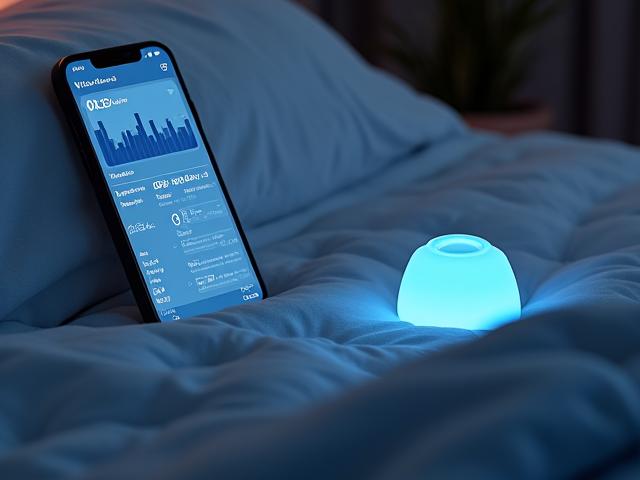 Capteur Withings Sleep Analyzer discret sous un matelas, avec l'interface de l'application affichant des données de sommeil