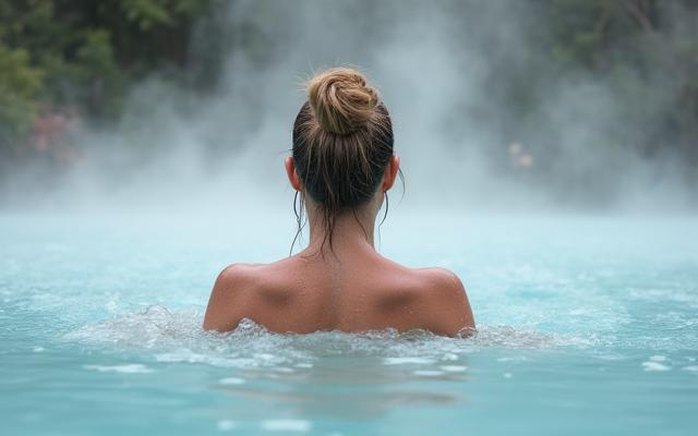 Personne s'immergeant dans un bain froid