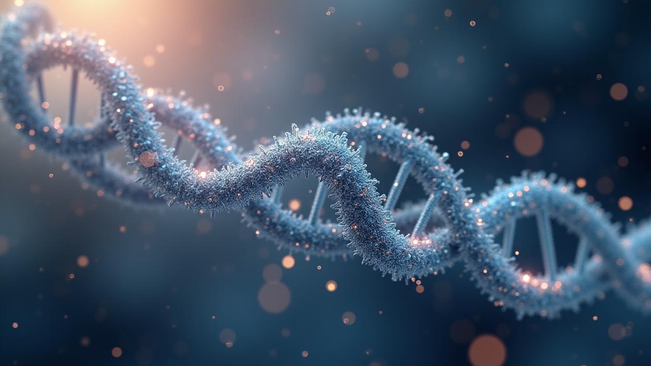 Image abstraite symbolisant le temps, la longévité et la science de l'ADN